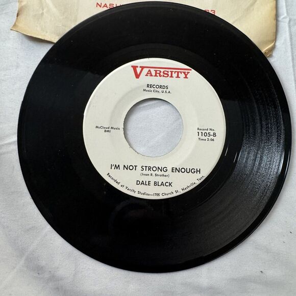Dale Black Varsity Records VG+/EX 45 Growing Away From Me I’m Not Strong Enough - Picture 4 of 7